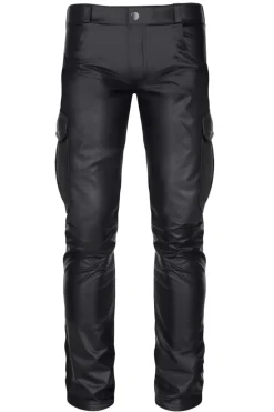 Wetlook Herren-Hose Slim-Fit Gürtelschnallen