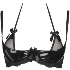 Wetlook Plus Size BH Lackoptik Halbschale