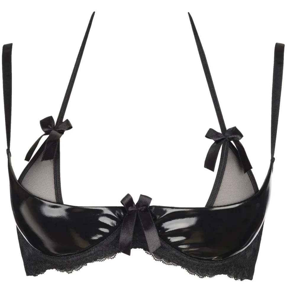 Wetlook Plus Size BH Lackoptik Halbschale