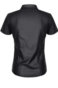 Wetlook Polo-Shirt mit Reißverschluss und feinen Details