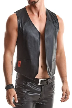 Wetlook Weste Metallschnalle Slim-Fit