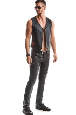 Wetlook Weste Metallschnalle Slim-Fit