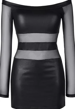 Wetlook-Club langärmliges Minikleid schwarz