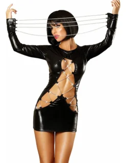 Wetlook-Kleid Dash schwarz