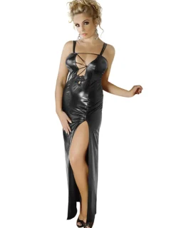 Wetlook-Kleid M/1072 schwarz