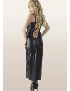 Wetlook-Kleid M/1072 schwarz