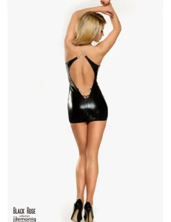 Wetlook-Kleid Veronique schwarz