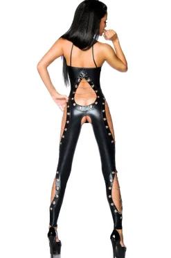 Wetlook-Overall mit Cutouts