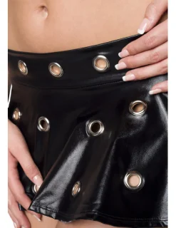 Wetlook-Set mit Nieten schwarz